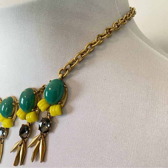 Statement Necklace | Jewel Tone Green & Yellow - Picture 5 of 5